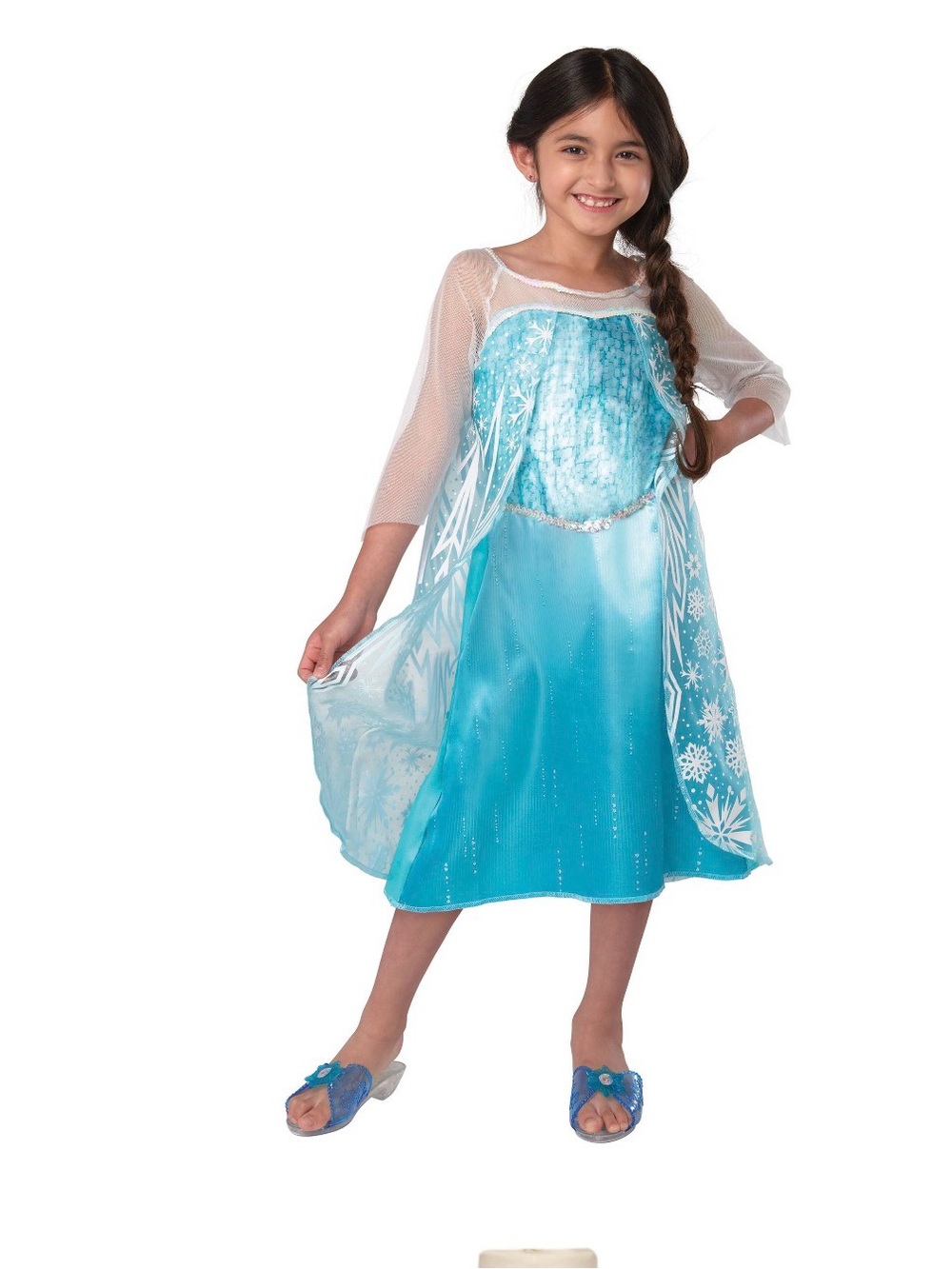 ELSA FROZEN Shimmer Teal Ice Princess Dress with Snowflake Cape